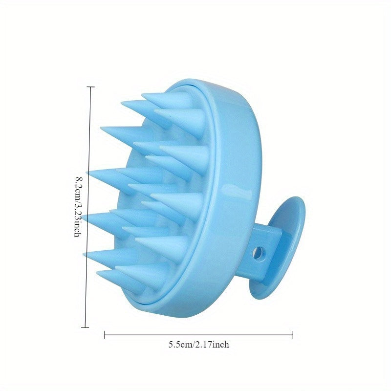 Dual-Head Shampoo Brush & Scalp Massager - Soft Rubber Bristles, ABS Handle - Gentle Detangling & Deep Cleansing for Dandruff and Split Ends - Pastel Pink Teal Purple