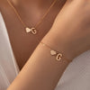 Minimalist Heart & Letter Necklace and Bracelet Set - Two-Piece Women's Everyday Jewelry