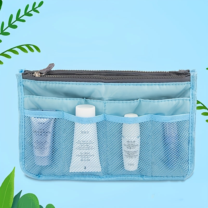 Foldable Double-Layer Makeup Bag & Travel Organizer - Large Capacity Zippered Toiletry Pouch