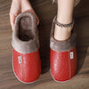 Women's Cozy Winter Slippers Plush Lined Indoor House Shoes with Thick TPR Sole Faux Fur Trim, Red