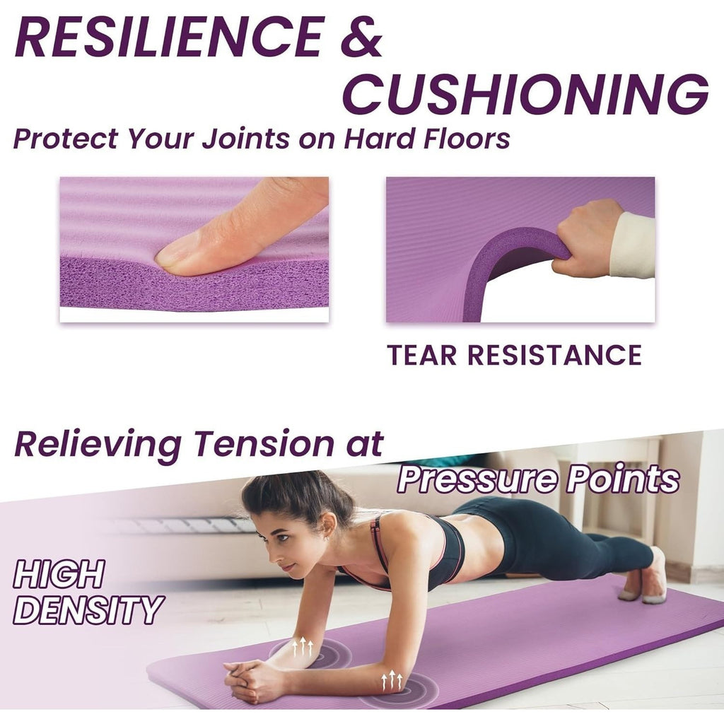 BalanceFrom 1" (25 mm) Extra Thick Yoga Mat - 71 in x 24 in (180 x 61 cm) High-Density Non-Slip Pilates & Exercise Mat with Carry Strap