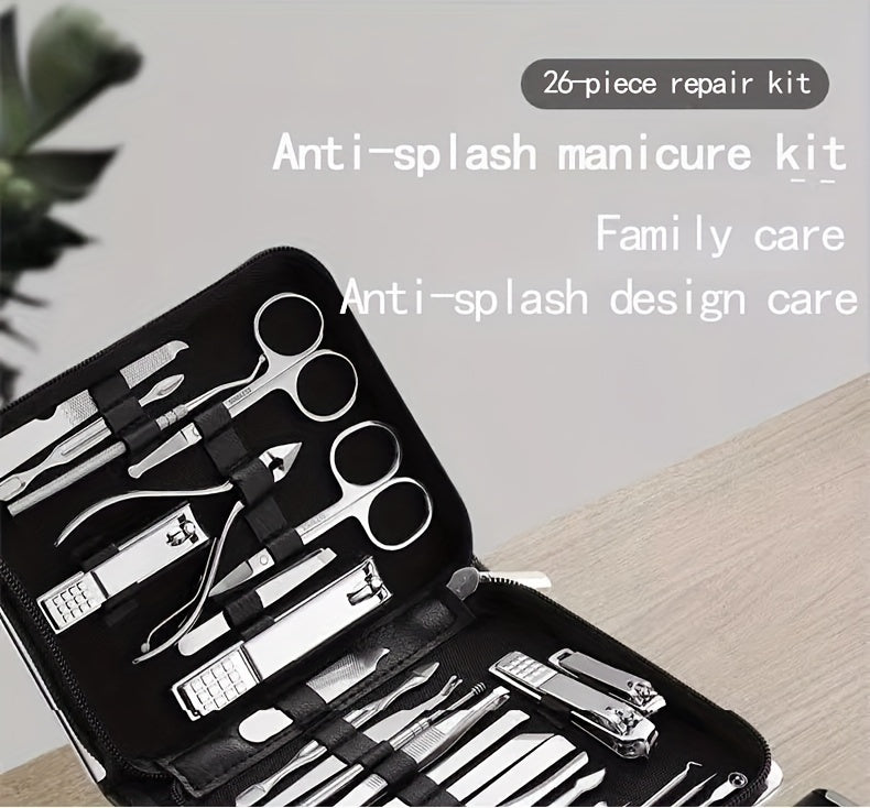 26-Piece Professional Nail and Pedicure Kit - Manicure Set with Clippers, Cuticle Nipper & Scissors