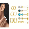 Surgical Stainless Steel 20G Hypoallergenic CZ Flat Back Stud & Hoop Earrings Set – Small Cartilage Studs for Sensitive Ears