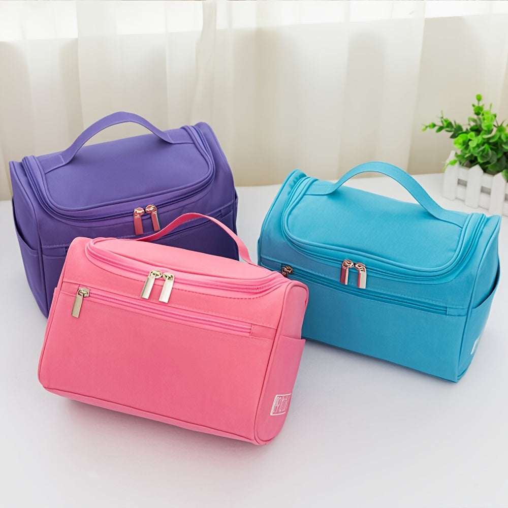 Large Capacity Travel Toiletry Bag – Multifunctional Oxford Fabric Cosmetic Organizer with Zipper & Top Handle (Men & Women)