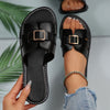 Women's Large-Size Open-Toe Hollow Flat Slip-On Sandals Comfortable Casual Beach & Outdoor Shoes