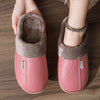 Women's Cozy Winter Slippers Plush Lined Indoor House Shoes with Thick TPR Sole Faux Fur Trim, Red