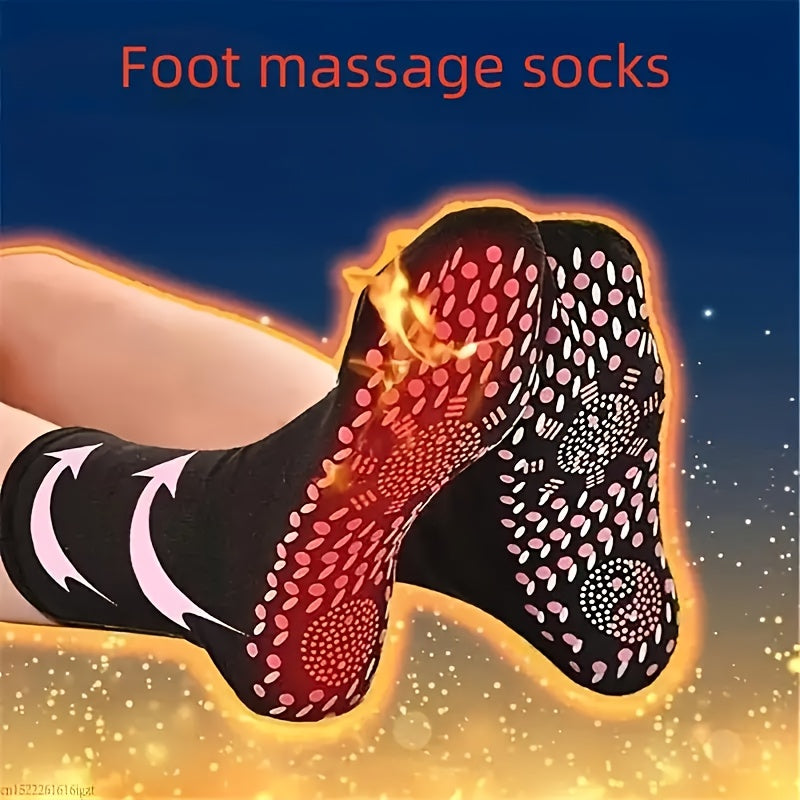 Unisex Acupressure Massage Socks – Breathable Nylon Thermal Foot Warmers with Heat Bumps, Battery-Free Circulation Support