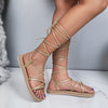 Women's Roman Style Sandals – Adjustable Cross Straps, Open Toe Thick EVA Sole, Flat Slingback Beach & Casual Shoes (White)