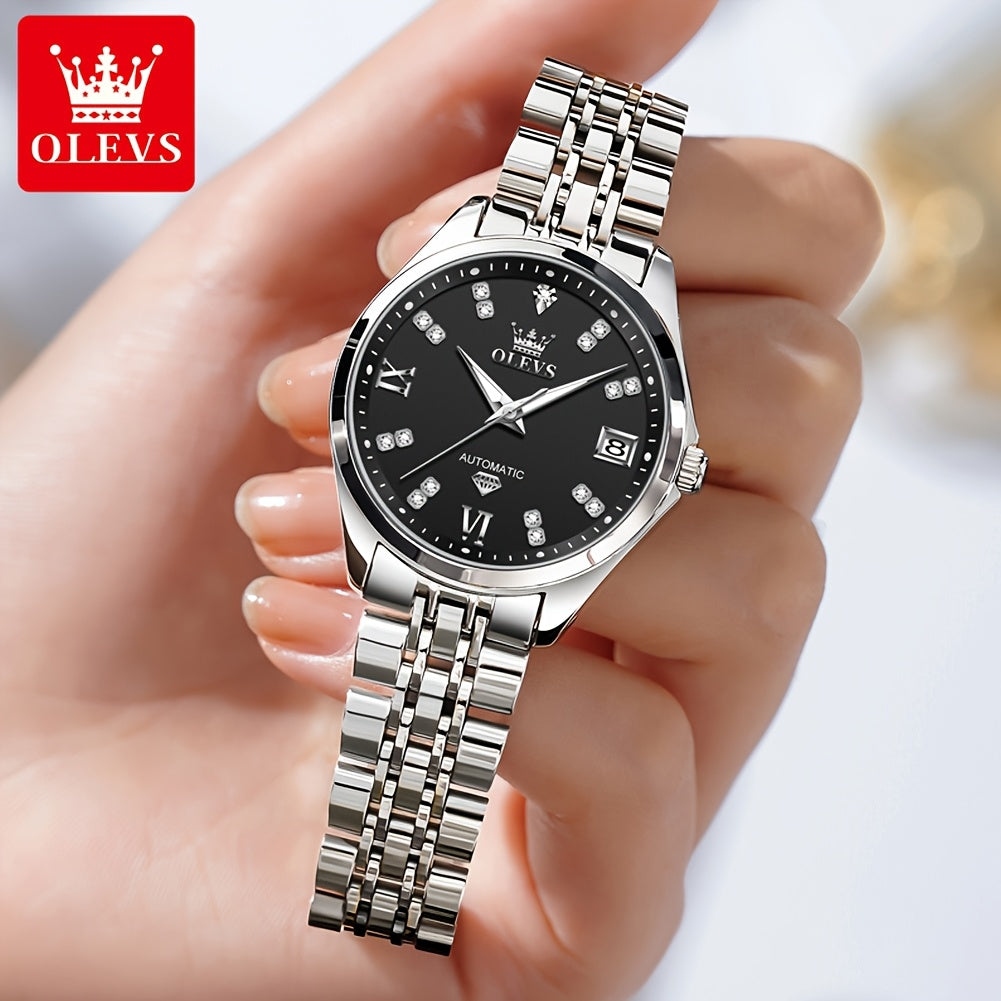 OLEVS Stainless Steel Automatic Mechanical Women's Watch Luminous Classic Luxury Wristwatch