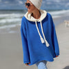 Plus Size Women's Hooded Sweater - Semi-Sheer Tassel Pullover, Machine Washable Long Sleeve Fall/Winter Top