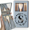Portable Professional Makeup Brush Set with Mirror, Soft Fluffy Travel Brushes and 26-Letter Initial Garland Gift