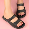 Women's Lightweight EVA Slip-On Sandals - Soft Open-Toe Flat Casual Slippers with Bead Ankle Bracelet, Black