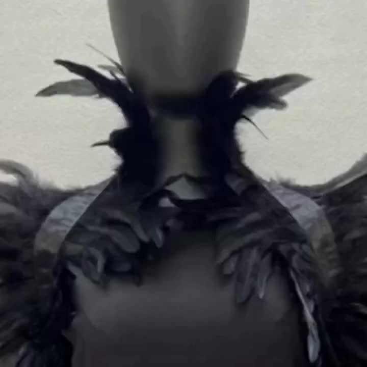 Women's Gothic Faux Feather Collar Cape Shawl — Elegant Party, Prom & Halloween Cosplay Wrap (Multiple Colors)