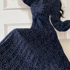 Women's Elegant Long Sleeve Maxi Dress Tie-Waist Polka Dot Flowy Evening Gown for Weddings, Office & Casual