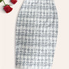 Women's Striped & Plaid Knit Skirt — All-Season Office & Party Wear