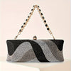 Sparkling Rhinestone Petite Evening Clutch with Detachable Wrist Strap & Long Chain