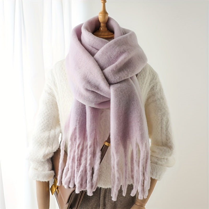 Women's Thick Knit Scarf - Ultra-Warm Windproof Plush Shawl Wrap in Macaron Colors