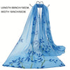 Sheer Bamboo Leaf Chiffon Shawl Scarf – Lilac & Green Lightweight Wrap for Beach, Wedding & Party, 59 x 19 in (150 x 50 cm)