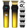 Men's USB Rechargeable Hair Clipper & Beard Trimmer Set with LCD Power Display, 4 Guide Combs – Travel Grooming Kit