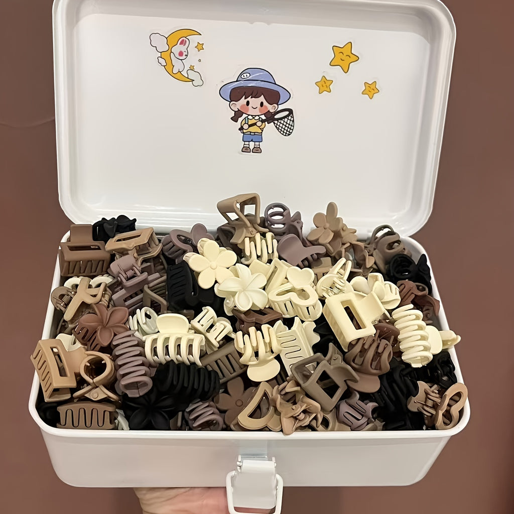 20-Pack Women's Small Mixed Color Hair Claw Clips – Cute Simple Designs for Daily, Beach & Outings