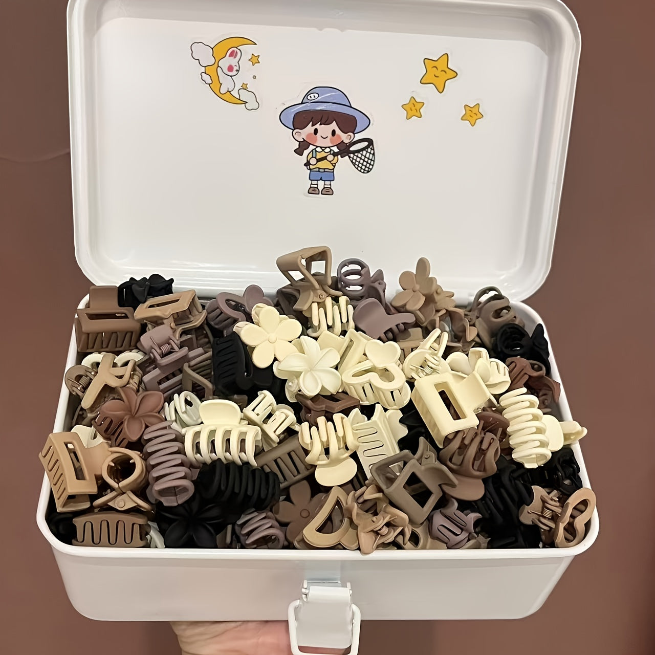 20-Pack Women's Small Mixed Color Hair Claw Clips – Cute Simple Designs for Daily, Beach & Outings