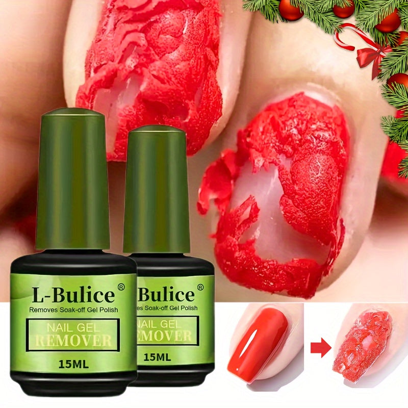 L-BULICE 2-Pack Nail Gel Remover — 15ml Each (0.51 fl oz) Acetone-Free, Unscented & Alcohol-Free Liquid Manicure Polish Remover