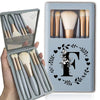 Portable Professional Makeup Brush Set with Mirror, Soft Fluffy Travel Brushes and 26-Letter Initial Garland Gift