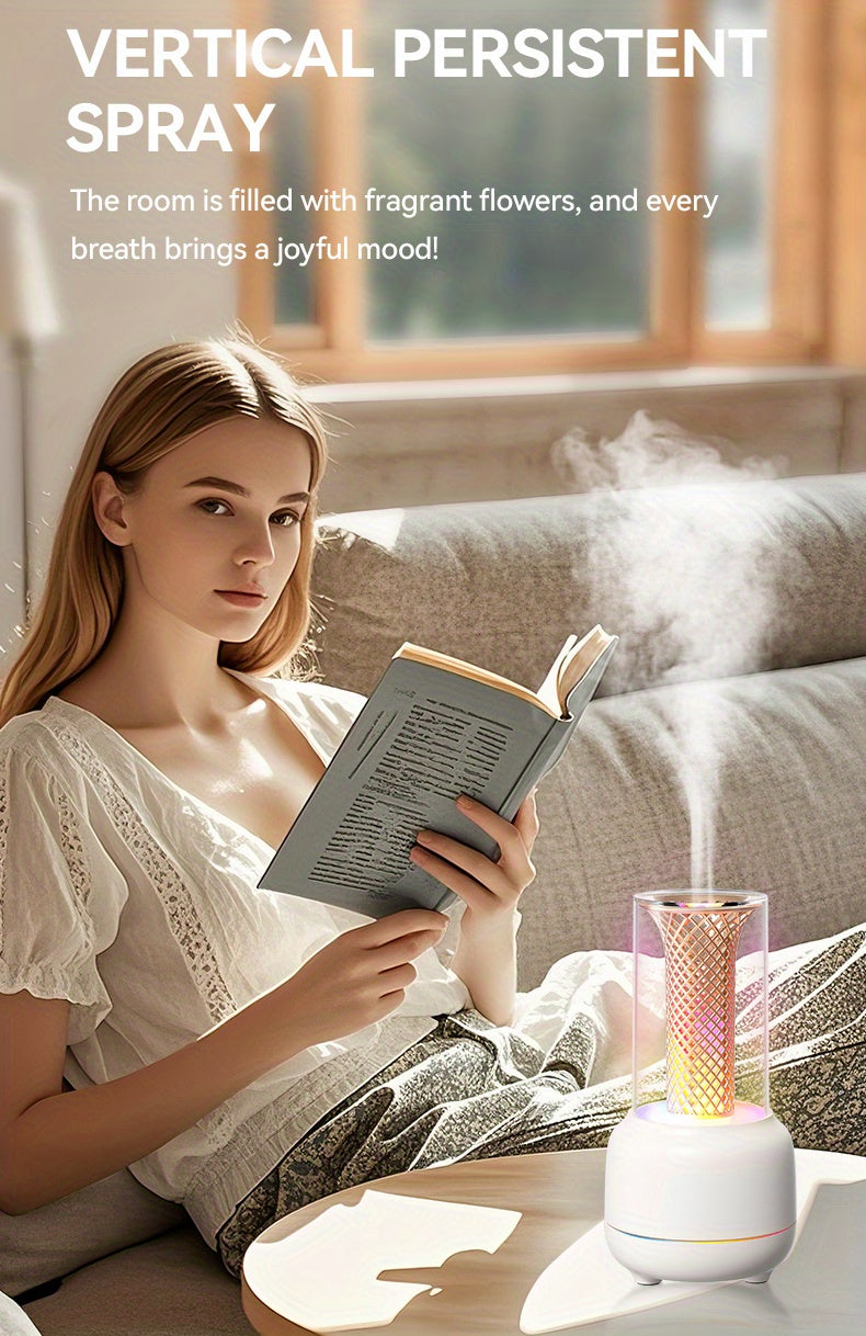 USB Desktop Humidifier & Aromatherapy Diffuser with Timer and Colorful Ambient LED Light for Home & Office
