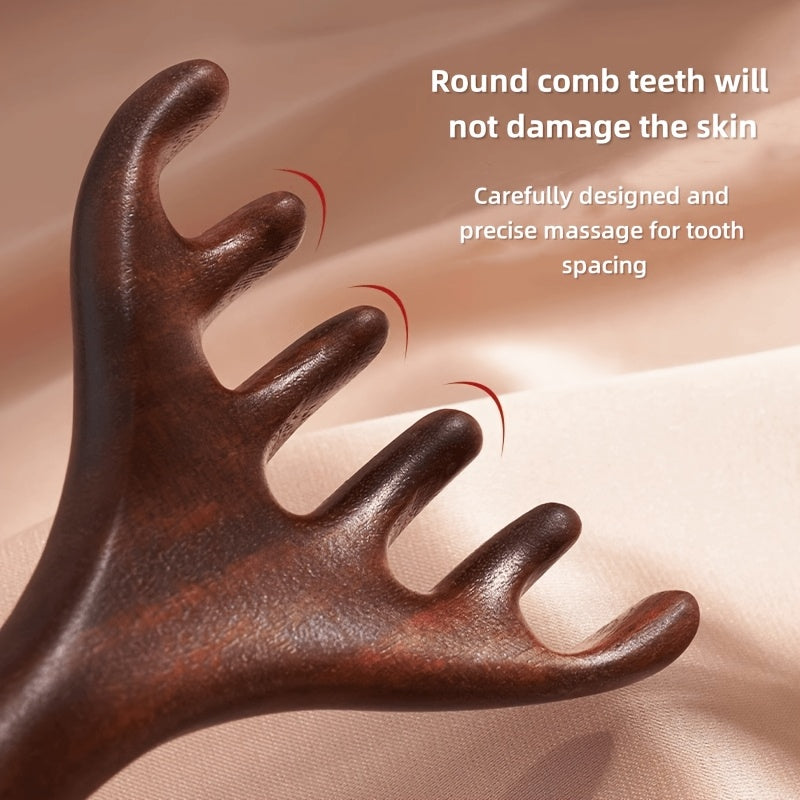 2-Pack Deer Antler 6-Claw Massage Comb – Dual-Purpose Scalp, Head & Facial Meridian Massager for Hair Detangling & Shaving Prep