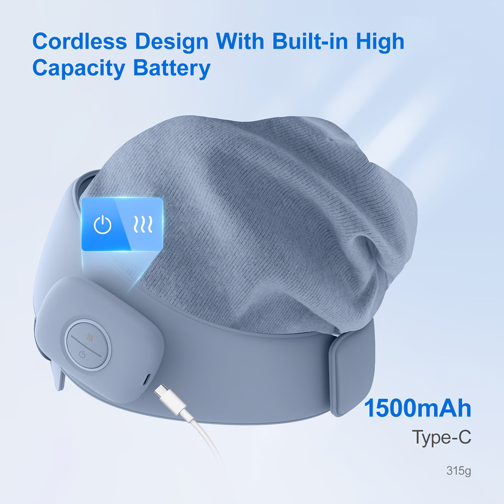 Wireless Eye & Head Massager with Air Pressure, USB-C Rechargeable, Multiple Modes & Adjustable Strap for Travel & Sleep