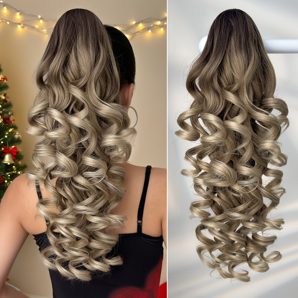 YUSULAXI 20-inch (50 cm) Claw Ponytail Extension - Heat-Resistant Synthetic Natural-Look Hair with Secure Claw Clip, Brown/Blonde/Red/Gray/White