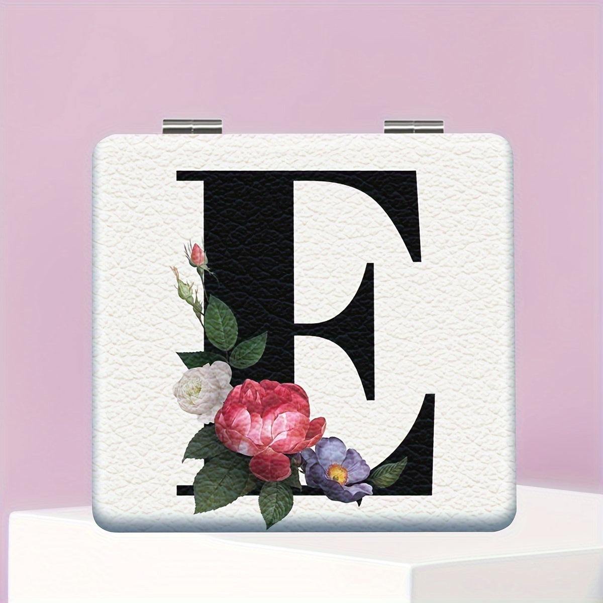 Alphabet Folding Handheld Makeup Mirror for Women & Girls - Floral & Heart Cutout Portable Vanity Mirror A-Z