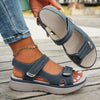 Women's Mary Jane Wedge Sandals - Adjustable Hook-and-Loop Ankle Strap, Breathable PU Upper, Cushioned Insole, Open Toe Summer Casual Beach Shoes