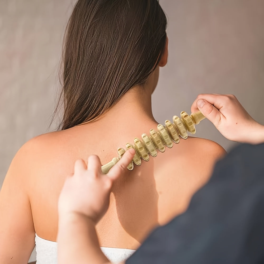 Wooden Fascia Massage Roller Wheel – Handheld Myofascial Roller for Body, Neck & Back, Portable Muscle Relief Gift