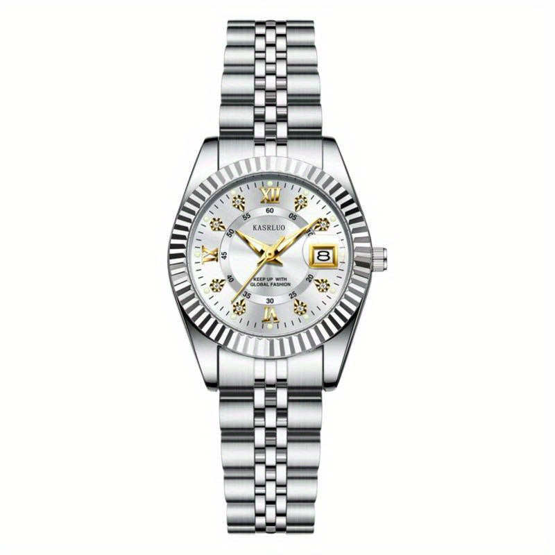 Elegant Women's Mechanical Watch - Gold Stainless Steel Band, Blue Dial, Boho World-Time Wristwatch, Ideal Gift