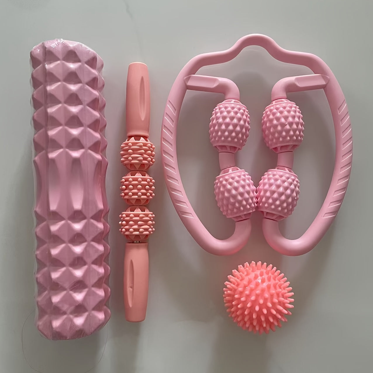 4-Piece EVA Foam Muscle Roller Set - Fascia Release & Body Shaping Massage Tool for Yoga & Recovery | Gift for Women