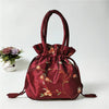 Elegant Floral Embroidered Drawstring Clutch – Cute Bucket Purse with Polyester Lining for Coins & Phone (Multiple Colors)