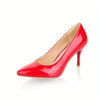 Women's Black Pointed-Toe Stiletto Pumps, Slip-On Soft-Sole Office Heels