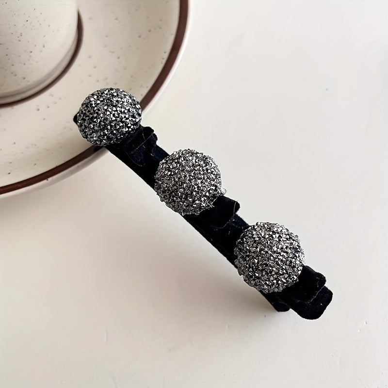 Sparkling Braided Rhinestone Hair Clips for Women Duckbill Barrettes Hairpins