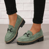 Women's Platform Horsebit Loafers Round Toe Slip-On Retro Solid Color