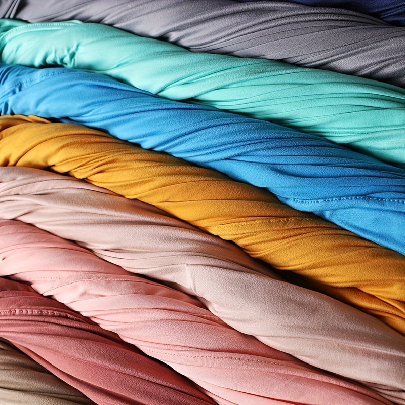 Long Jersey Hijab - Lightweight Breathable Solid Scarf, Windproof Elegant Shawl for Women