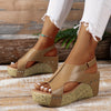 Women's Vintage Platform Wedge Sandals - Peep Toe Slingback Strappy Summer Casual