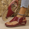 Women’s White High Wedge Sandals with Adjustable Metallic Buckle – Cushioned Insole Open Toe Heels for Party & Office