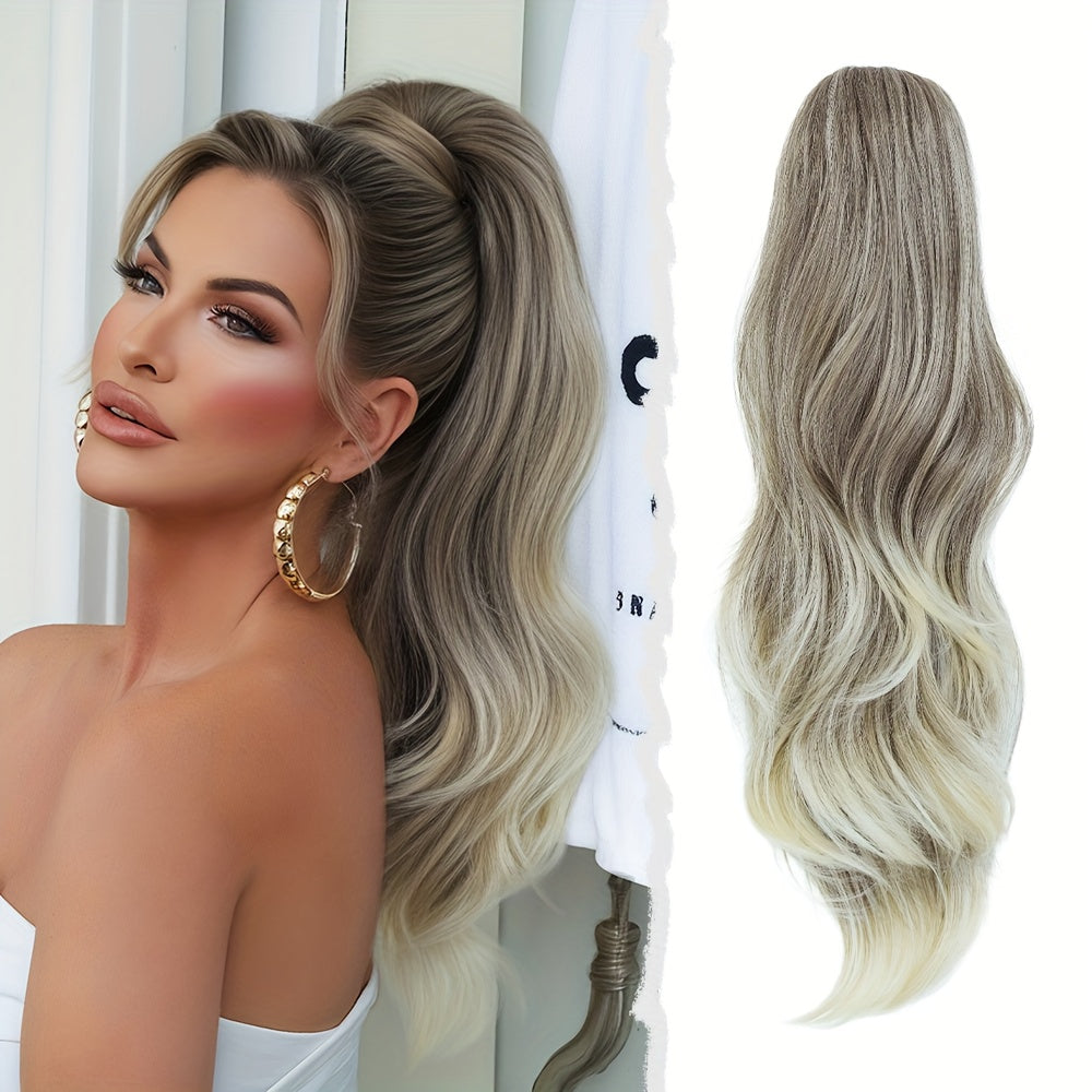 7JHH WIGS 28-Inch (71 cm) Loose Curly Drawstring Ponytail Hair Extension – Natural Brown Ombre, Heavy-Duty Realistic Volume for Women