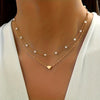 Vintage Double-Layer Chain Necklace with Imitation Pearl Heart Pendant, Gold-Tone Everyday Jewelry for Women
