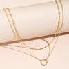 Boho Chic Gold-Tone Ring Necklace for Women – Zinc Alloy Heart Charm Pendant, Layered Chain Jewelry for Casual Wear & Gifts