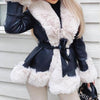 Thickened Waist-Defining PU Leather Coat – Women's Slim V-Neck Long Sleeve Jacket with Pockets, Tummy Control Outerwear