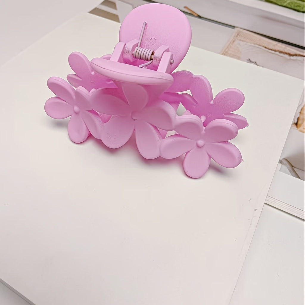 Bohemian Flower Hair Claw Clip - Solid Color Plastic Ponytail Hair Clip for Women