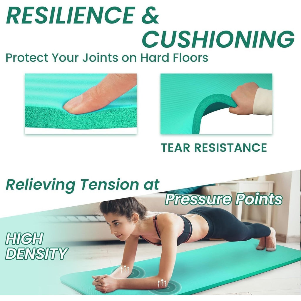 BalanceFrom 1" (25 mm) Extra Thick Yoga Mat - 71 in x 24 in (180 x 61 cm) High-Density Non-Slip Pilates & Exercise Mat with Carry Strap