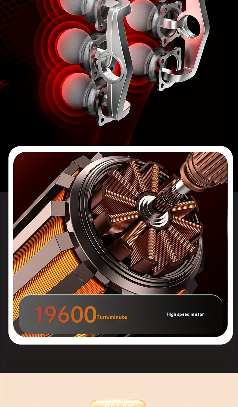 6-Head Percussion Massage Gun — Deep Tissue Massager, 44.1 lb (20 kg) Force, 9,600 RPM, 14 mm Travel, Rechargeable 1800mAh for Neck Back Legs Feet